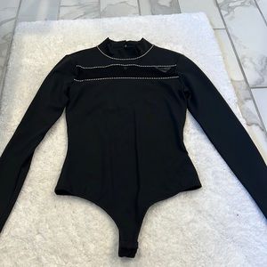 NWT Bebe black & mesh turtle neck body suit small